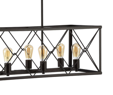 Galax 39" 8-Light Adjustable Iron Farmhouse Industrial LED Dimmable Pendant - JONATHAN Y